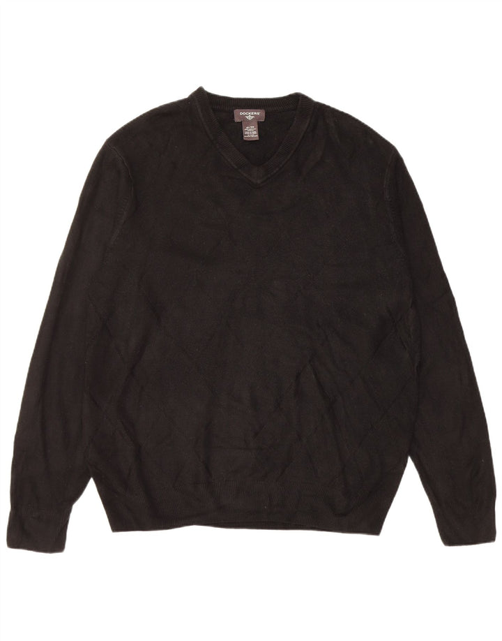 Dockers Herren-Pullover mit V-Ausschnitt, XL, schwarzes Acryl