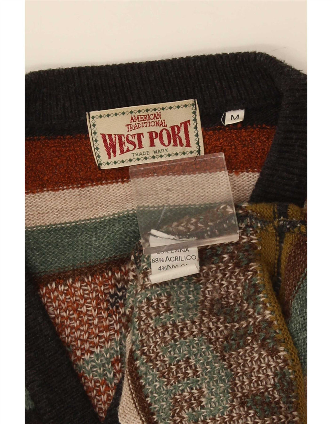 West Port Herren-Strickjacke, ärmellos, mittelgroß, mehrfarbig, gestreift