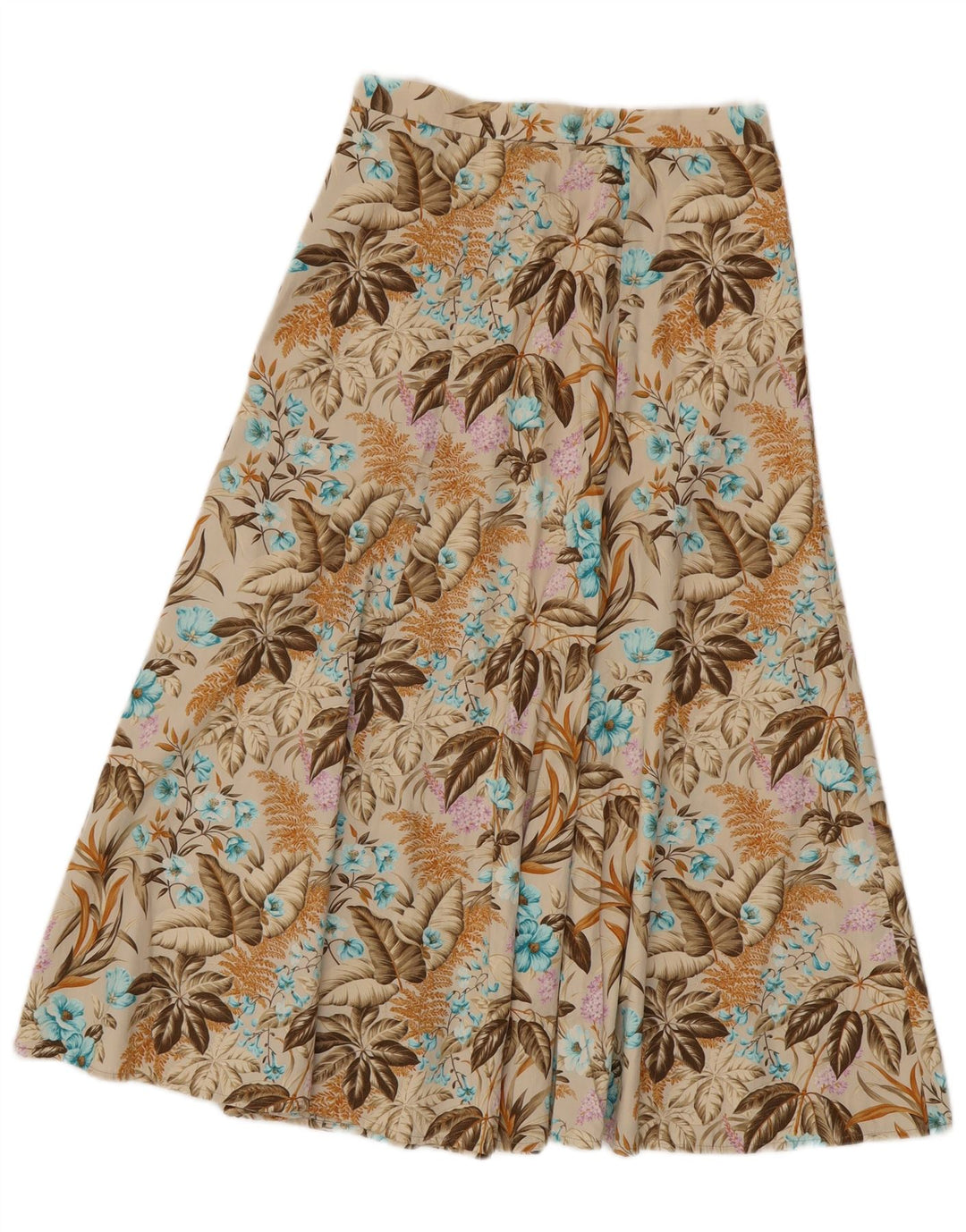 VINTAGE Damen ausgestellter Rock IT 42 Medium W28 Beige Floral