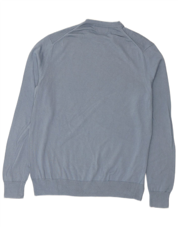 FRED PERRY Herren-Pullover mit Rundhalsausschnitt, groß, blaue Baumwolle