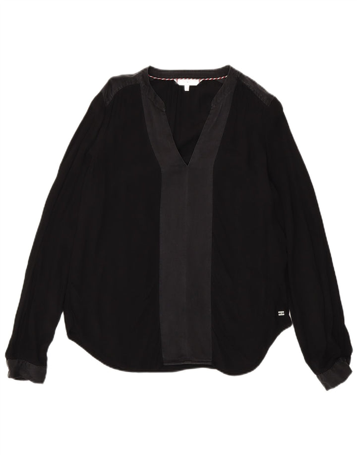 Tommy Hilfiger Damen-Bluse, übergroß, langärmelig, US-Größe 4, klein, Schwarz