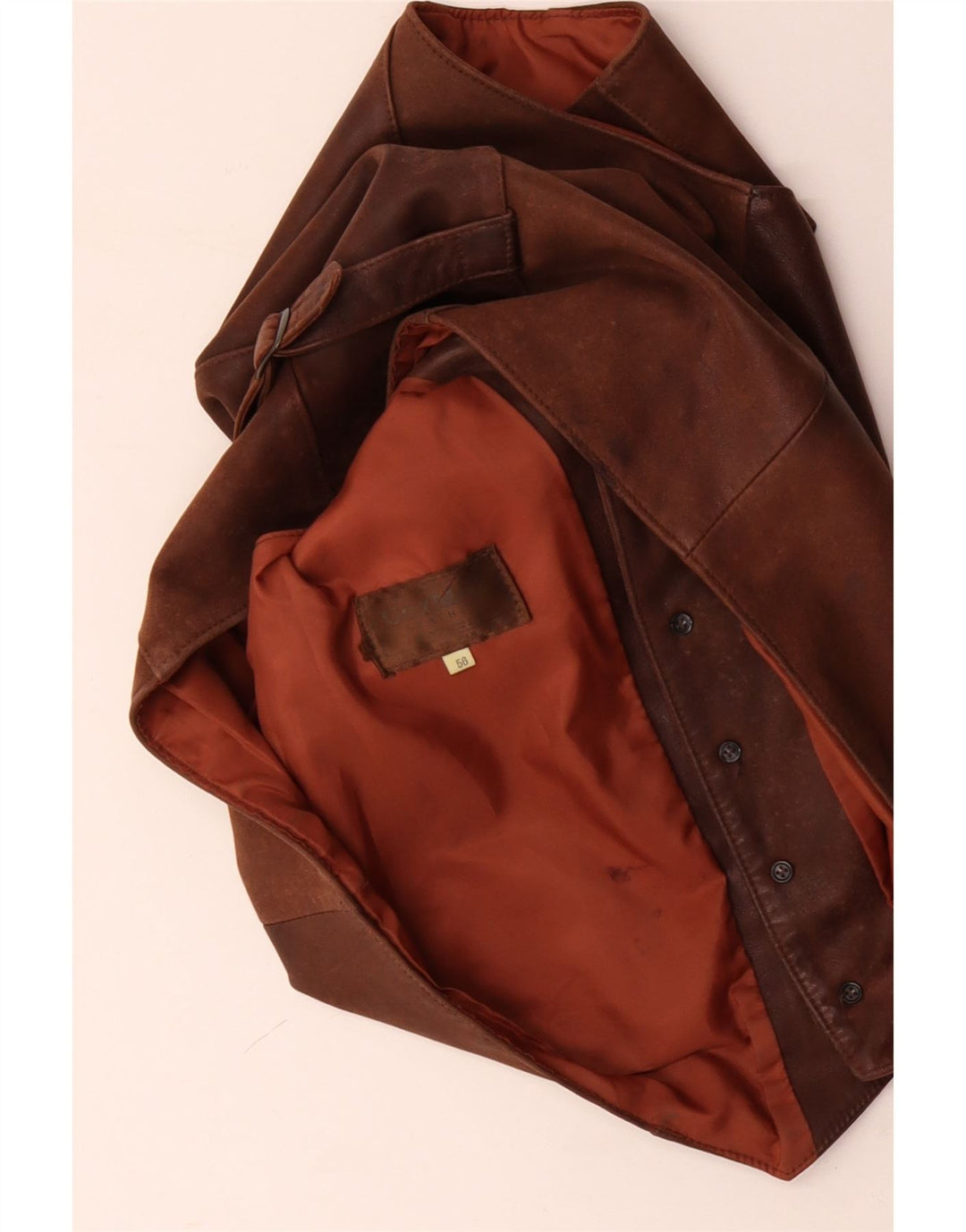 VINTAGE Herren Lederweste IT 56 2XL Braun