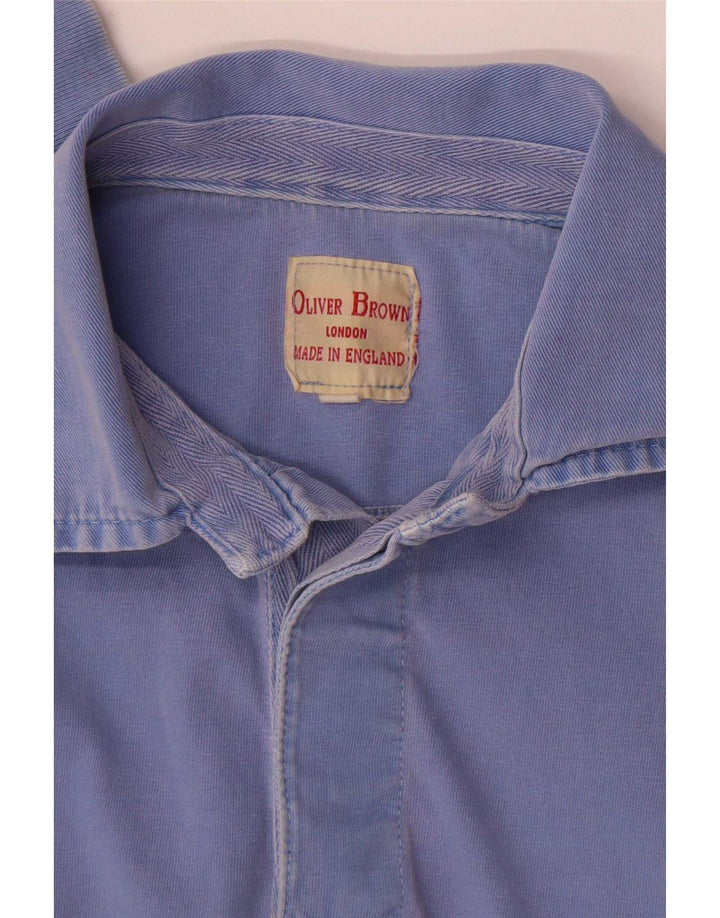 Oliver Brown Herren Langarm-Poloshirt Mittelblau