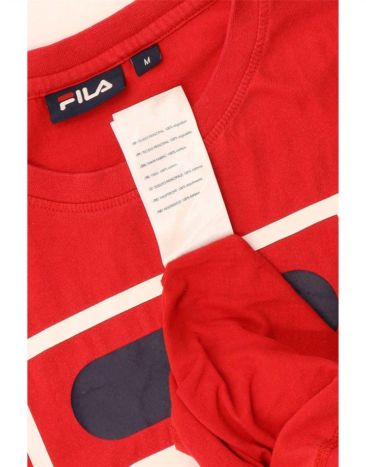 Fila Herren Grafik-T-Shirt-Oberteil aus mittelroter Baumwolle