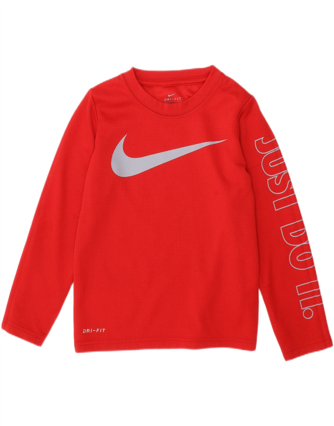 Nike Jungen Grafik-Oberteil, langärmlig, 4–5 Jahre, rotes Polyester