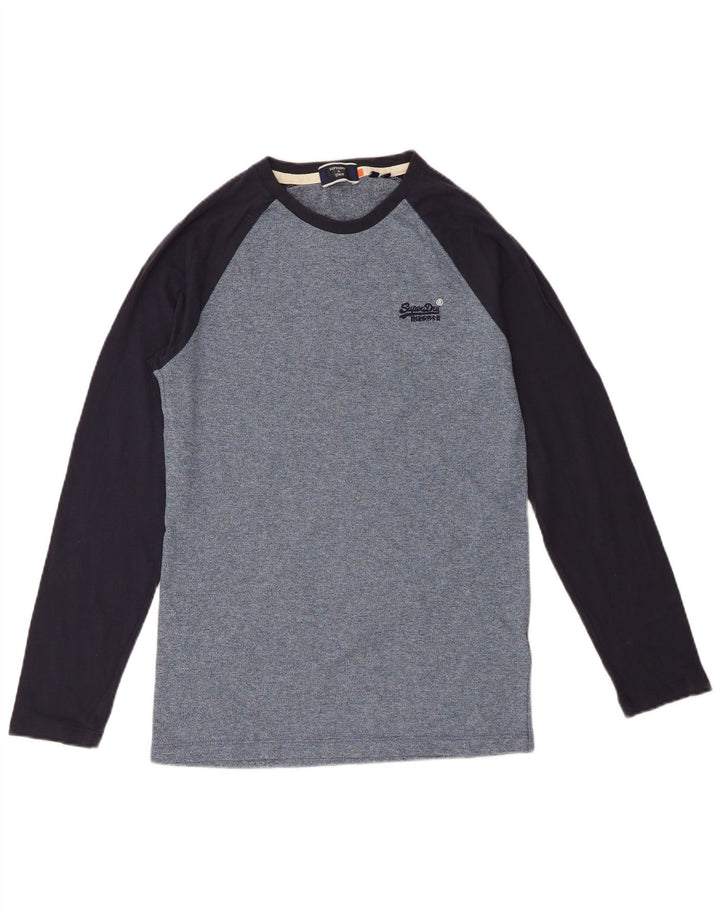 Superdry Herren-Oberteil mit langen Ärmeln, XS, Blau, Colourblock-Baumwolle