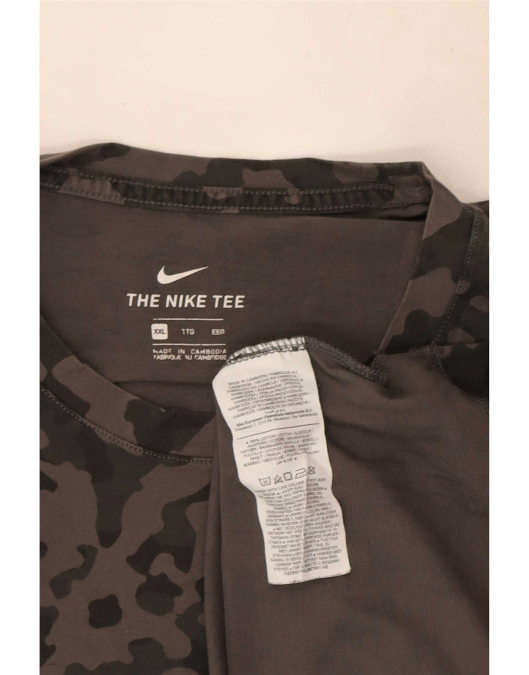 Nike Herren T-Shirt Top 2XL Grau Camouflage Baumwolle