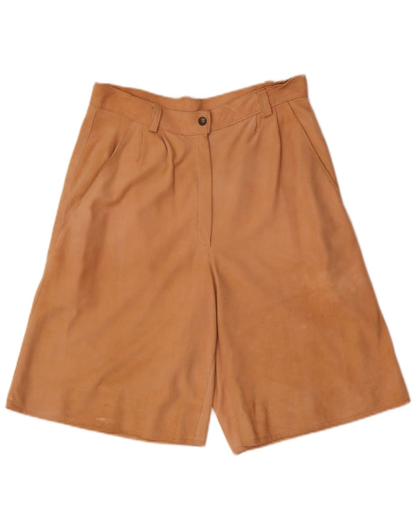 Vintage Damen Bermudashorts aus Wildleder mit hoher Taille, W28, Mittelbraun