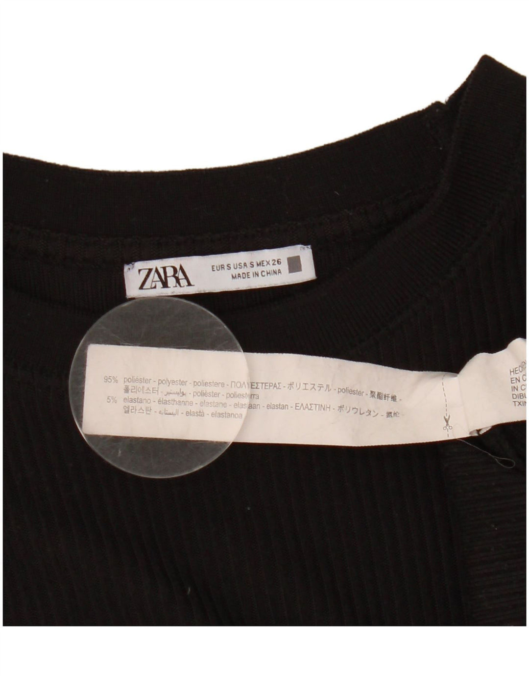 Zara Damen Top Langarm UK 10 Small Schwarz Polyester