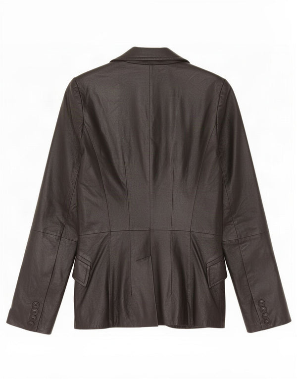 Zara Damen 2-Knopf-Lederblazerjacke UK 10 Small Schwarz