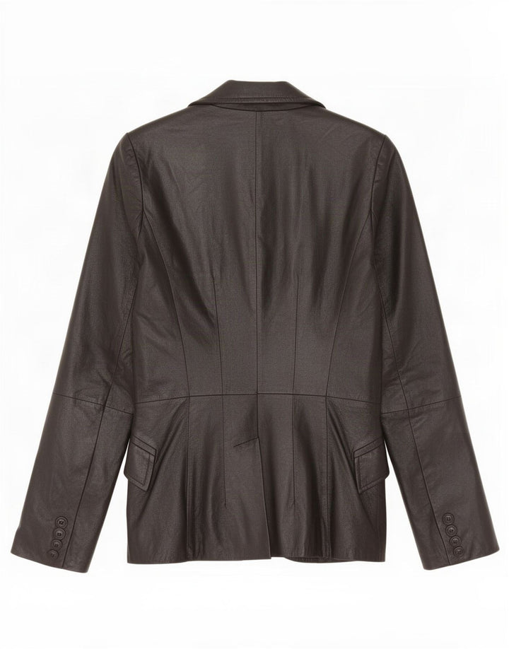 Zara Damen 2-Knopf-Lederblazerjacke UK 10 Small Schwarz