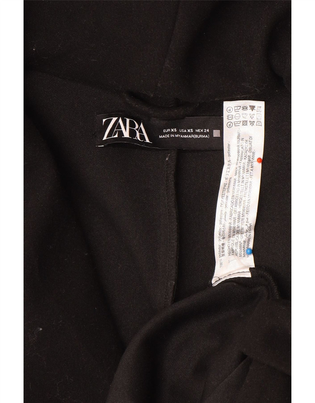 Zara Damen-Übergroßer Mantel mit Kapuze, UK 6, XS, Schwarz, Polyester