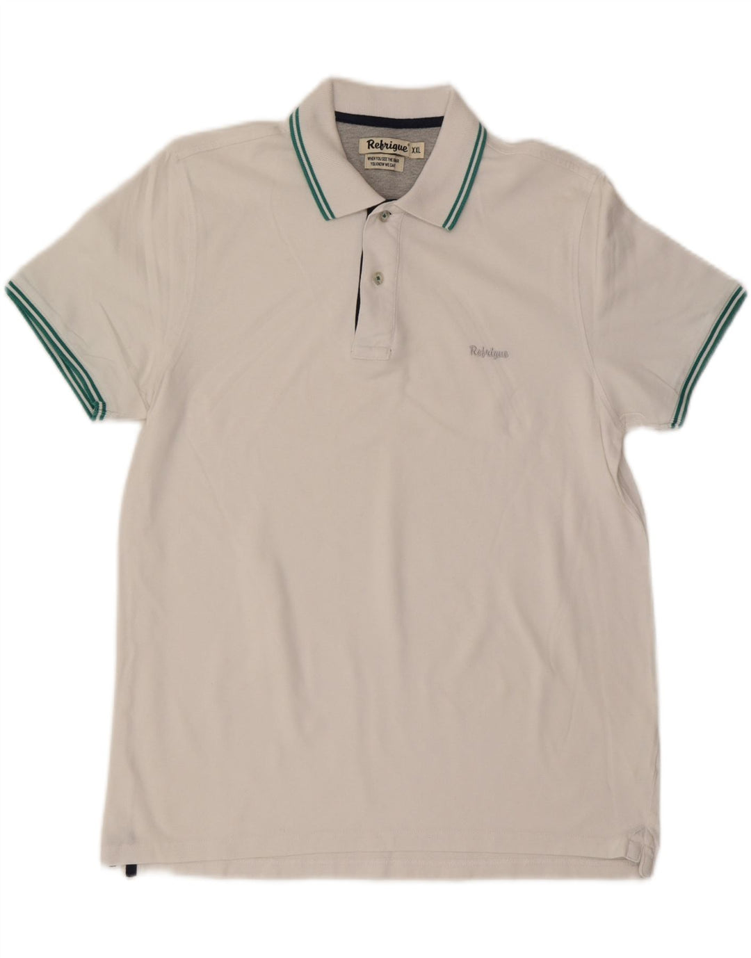 REFRIGUE Mens Polo Shirt 2XL White Cotton Vintage Refrigue and Second-Hand Refrigue from Messina Hembry 