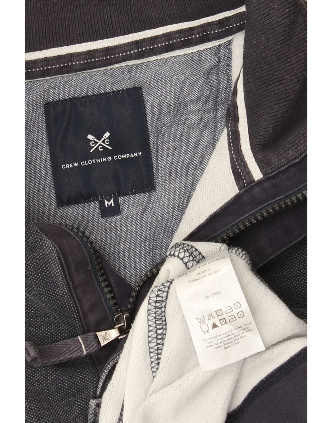 Crew Clothing Herren-Sweatshirt mit Reißverschluss am Hals, mittleres Marineblau gestreift