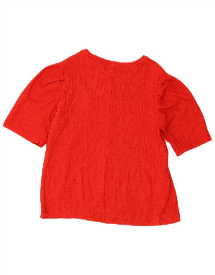 Zara Damen Bluse Top UK 12 Mittelrot