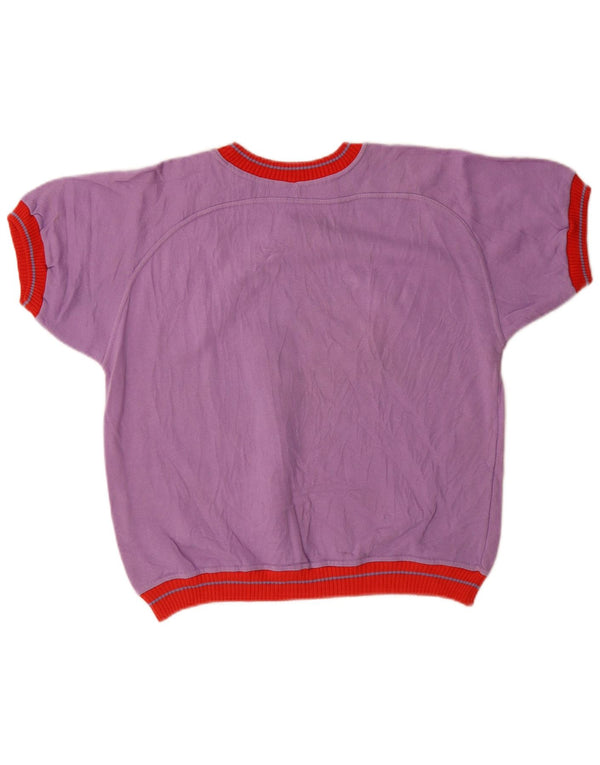 Vintage Damen Grafik T-Shirt Top UK 16 Large Lila Baumwolle