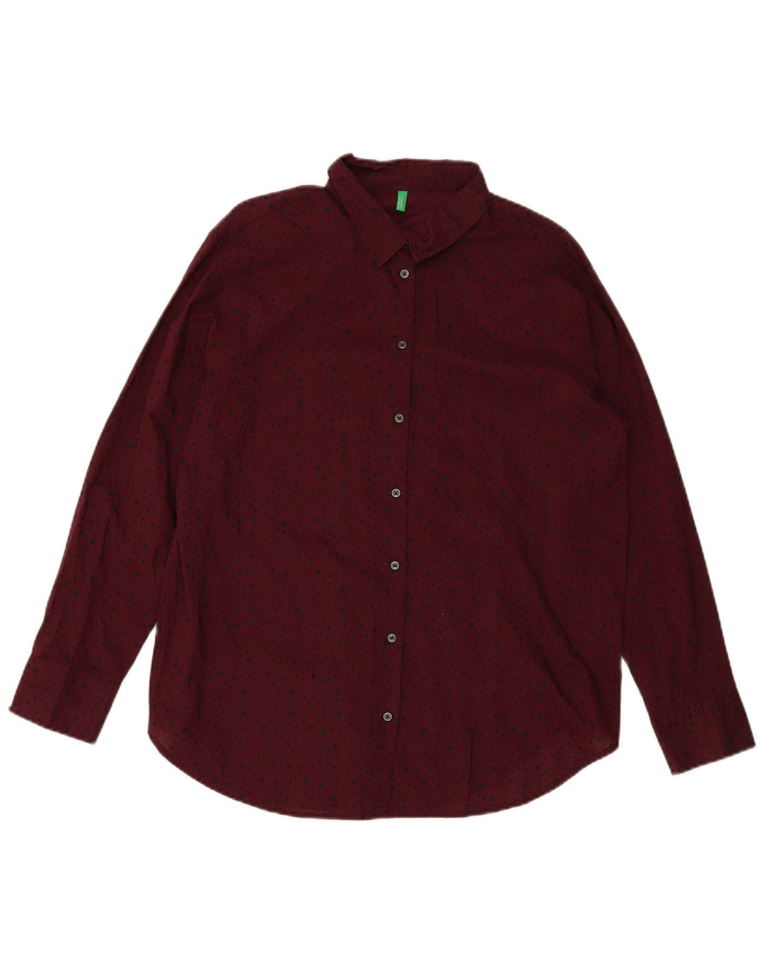 BENETTON Damen-Hemd mit abstraktem Muster, UK 18, XL, Burgunderrot
