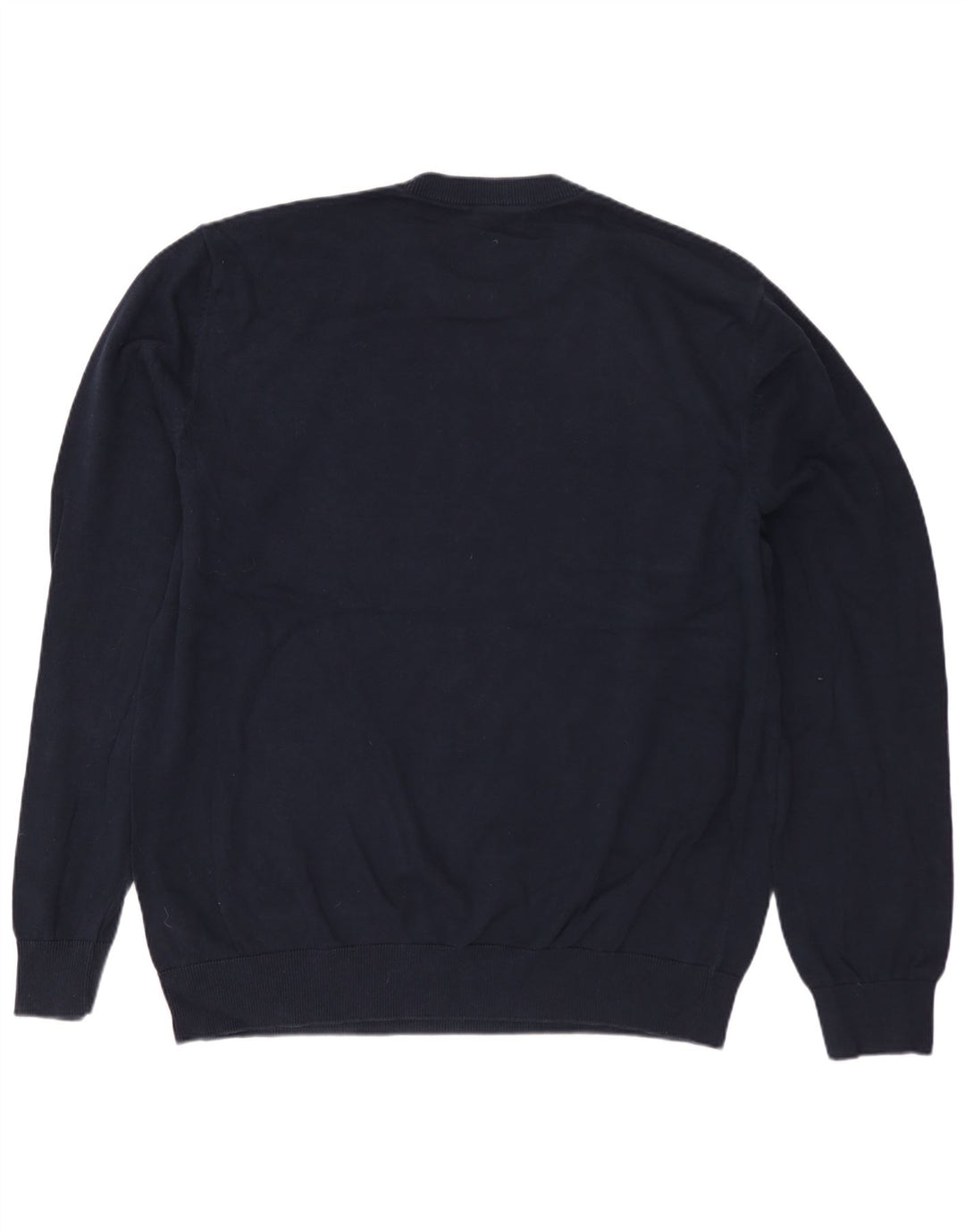 MARKS & SPENCER Herren-Pullover mit grafischem Rundhalsausschnitt, Größe L, Marineblau