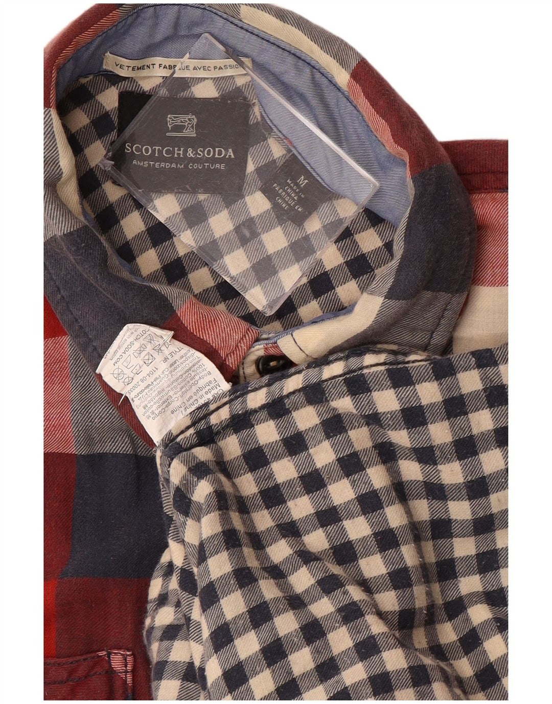 SCOTCH & SODA Herren-Flanellhemd, mittelrot, kariert, Baumwolle