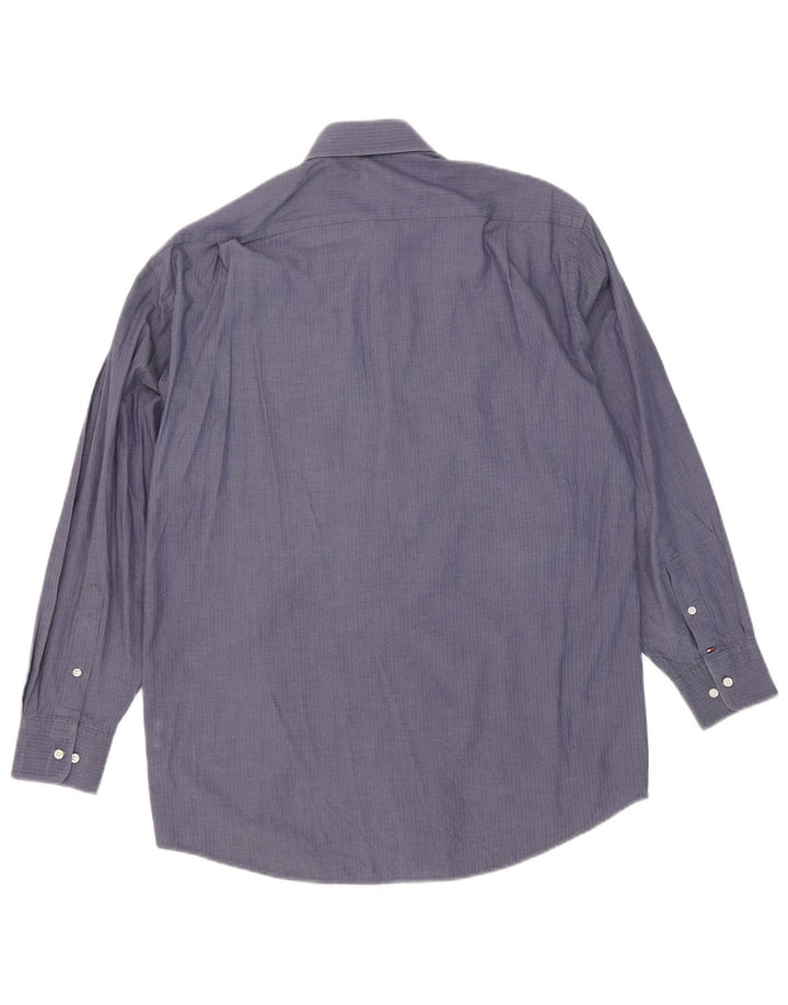 Tommy Hilfiger Herrenhemd Größe 15 1/2 Mittel Marineblau Fischgrätenmuster