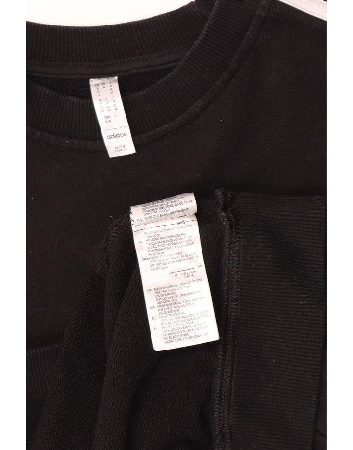 Adidas Damen Sweatshirt Pullover UK 12/14 Medium Schwarz Baumwolle