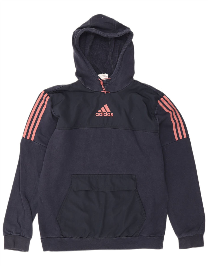 Adidas Herren Kapuzenpullover aus mittelblauer, marineblauer Baumwolle