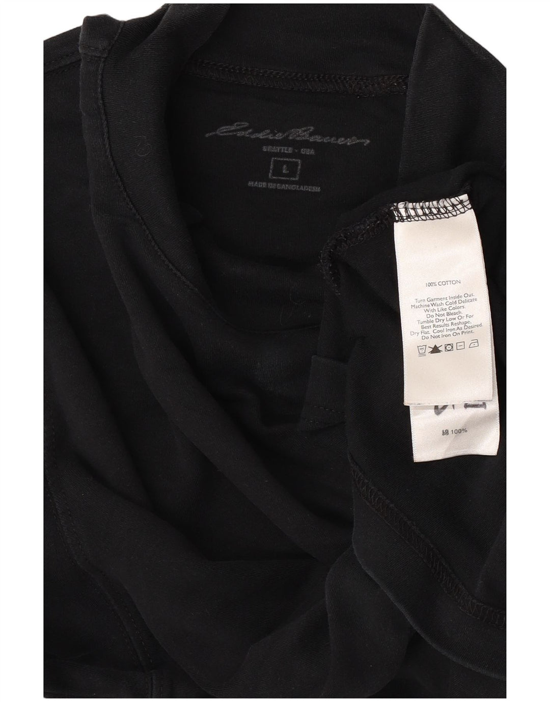 Eddie Bauer Herren-Top, langärmelig, groß, schwarze Baumwolle