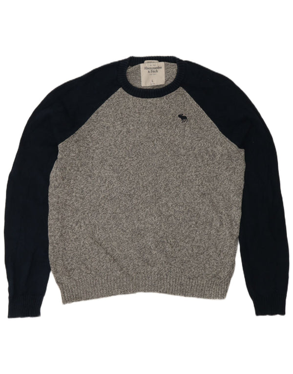 Abercrombie & Fitch Herren-Muskel-Pullover mit Rundhalsausschnitt, Größe L, Grau