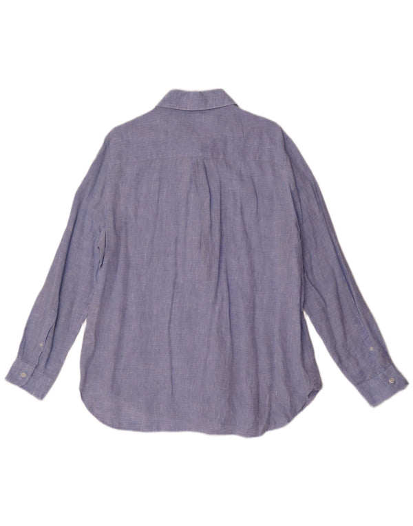 Reiss Damenhemd UK 14 Large Blaues Leinen