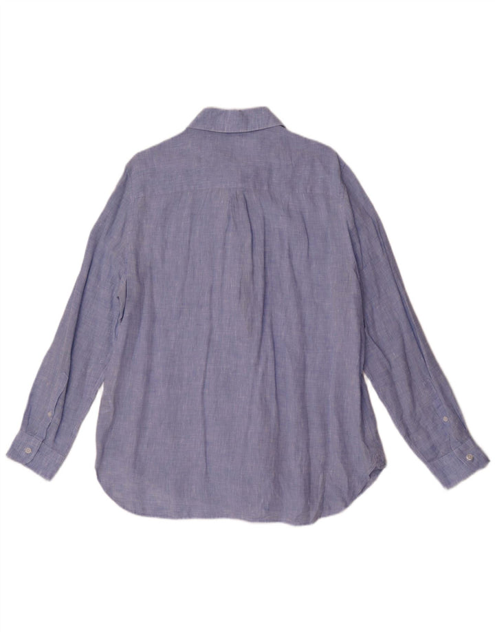 Reiss Damenhemd UK 14 Large Blaues Leinen