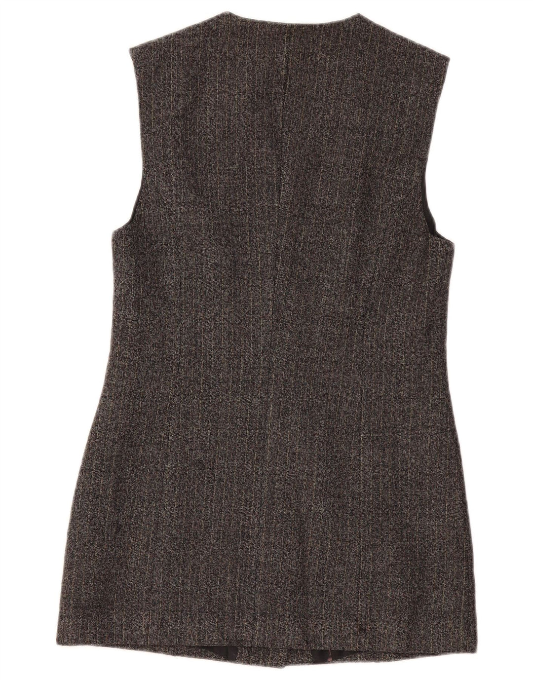 BENETTON Damen Longline Blazer Jacke UK 10 Small Grau Nadelstreifen