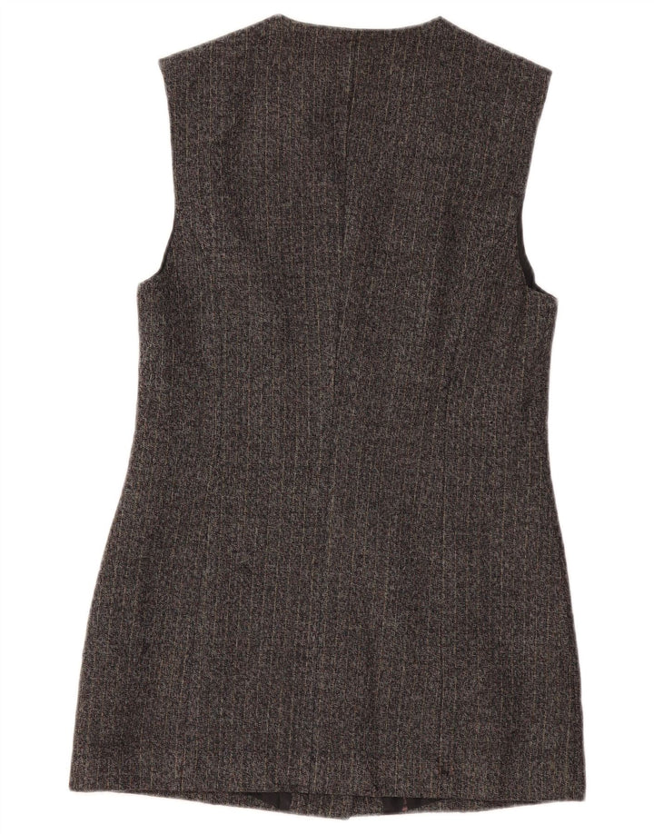 BENETTON Damen Longline Blazer Jacke UK 10 Small Grau Nadelstreifen