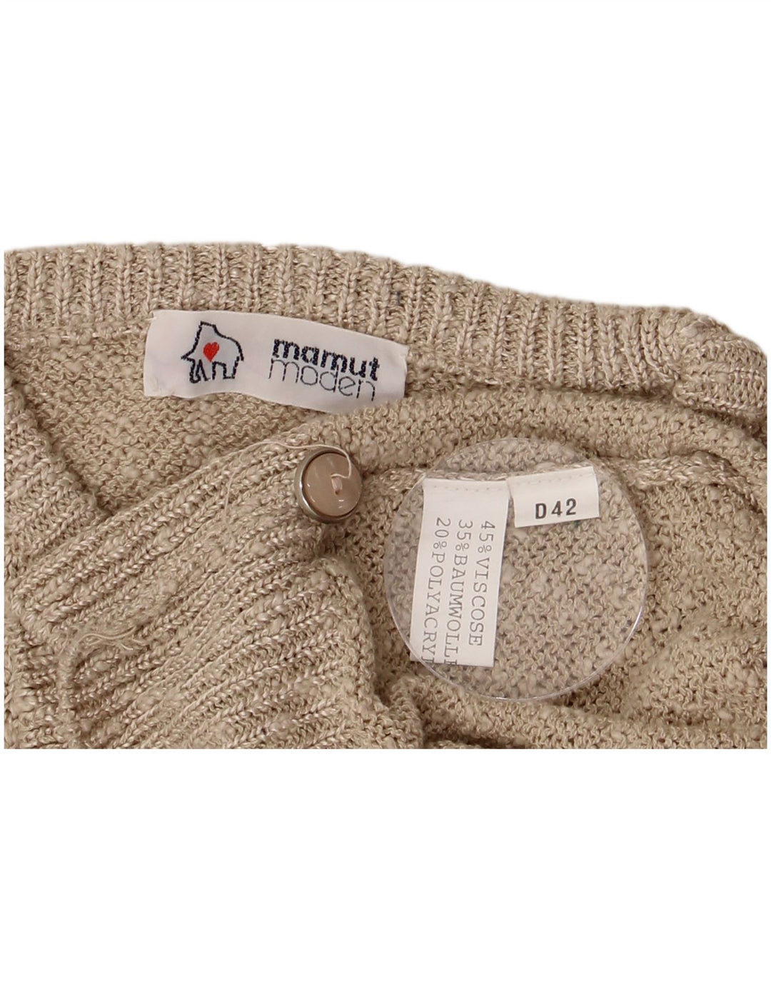 Mamut Moden Damen-Pullover mit Knopfkragen, EU 42, große beige Viskose