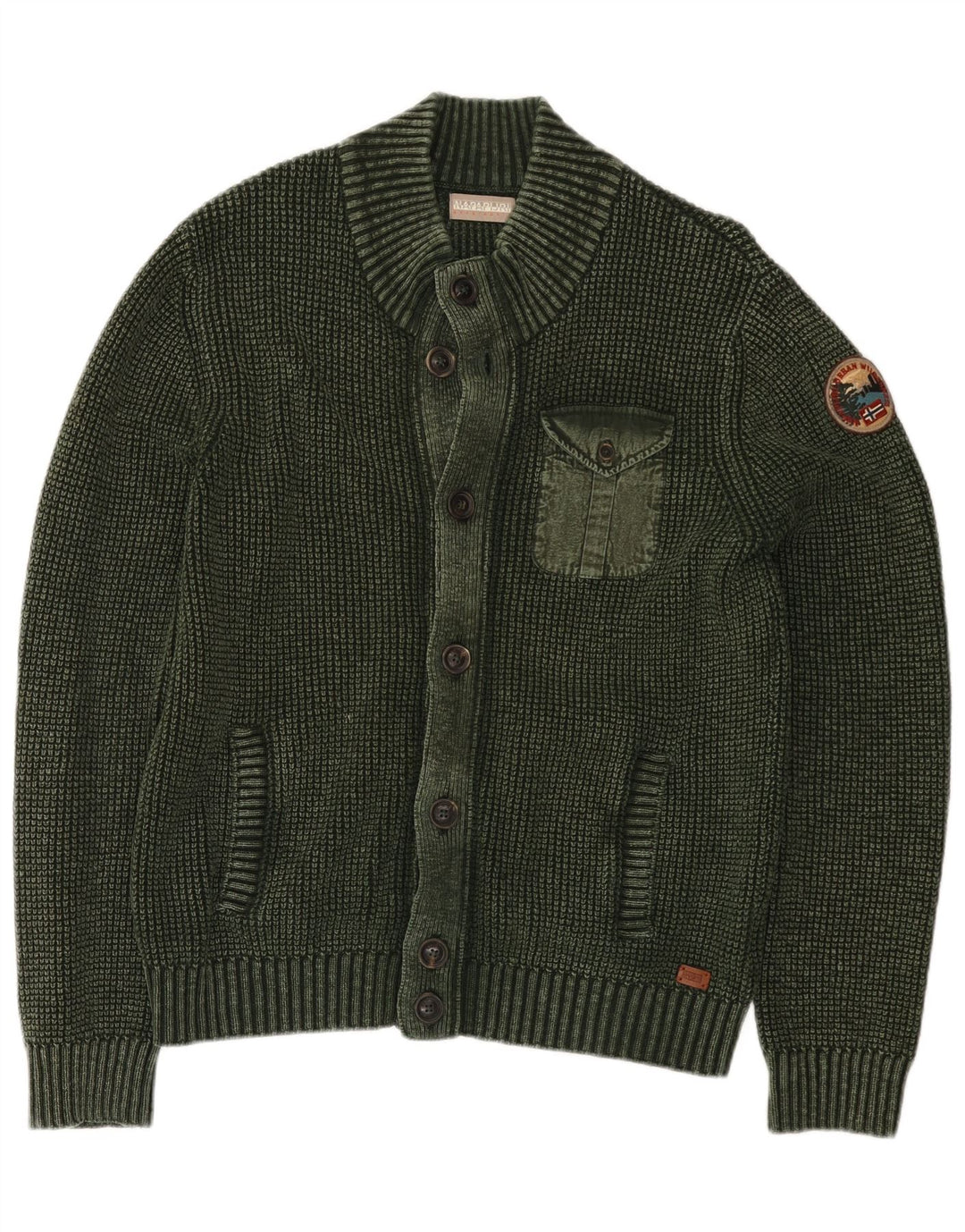 Napapijri Herren Geographic Cardigan Pullover Mittelgrün