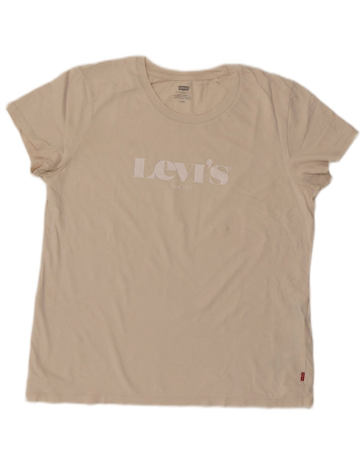 Levi's Damen-T-Shirt mit Grafik, groß, beige Baumwolle