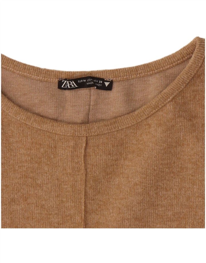 Zara Damen T-Shirt-Kleid UK 12 Medium Beige