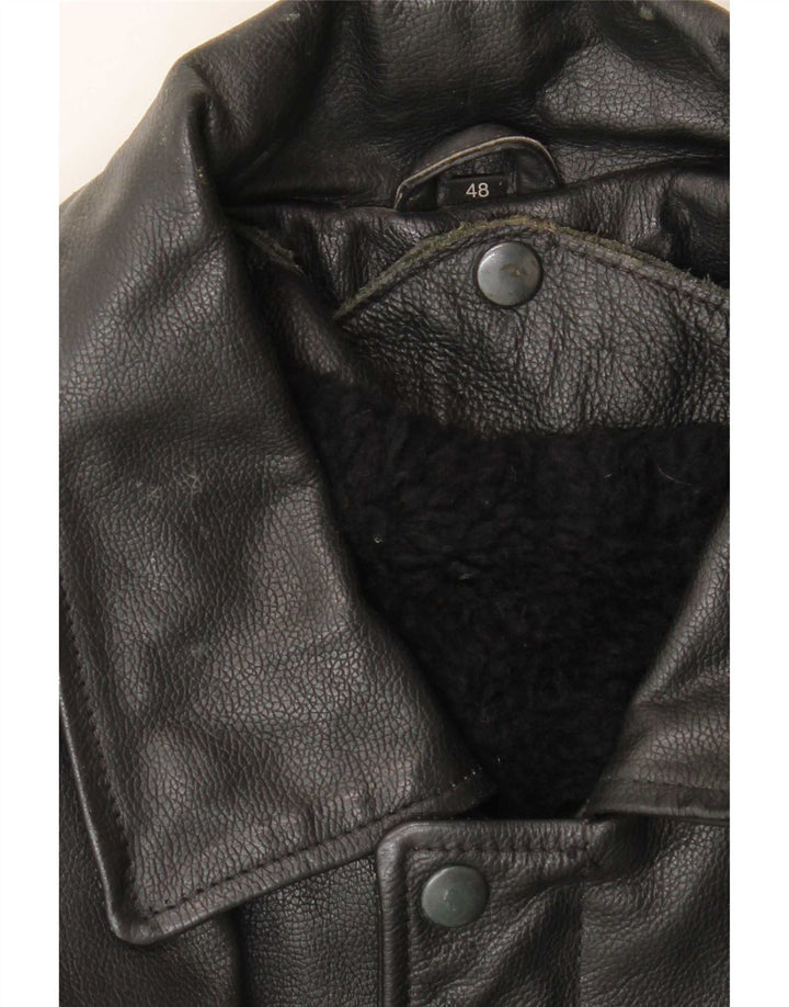 Vintage Herren Shearling Jacke IT 48 Medium Schwarz