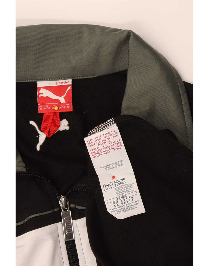 Puma Herren-Trainingsanzug-Top-Jacke XL, schwarzes Farbblock-Polyester