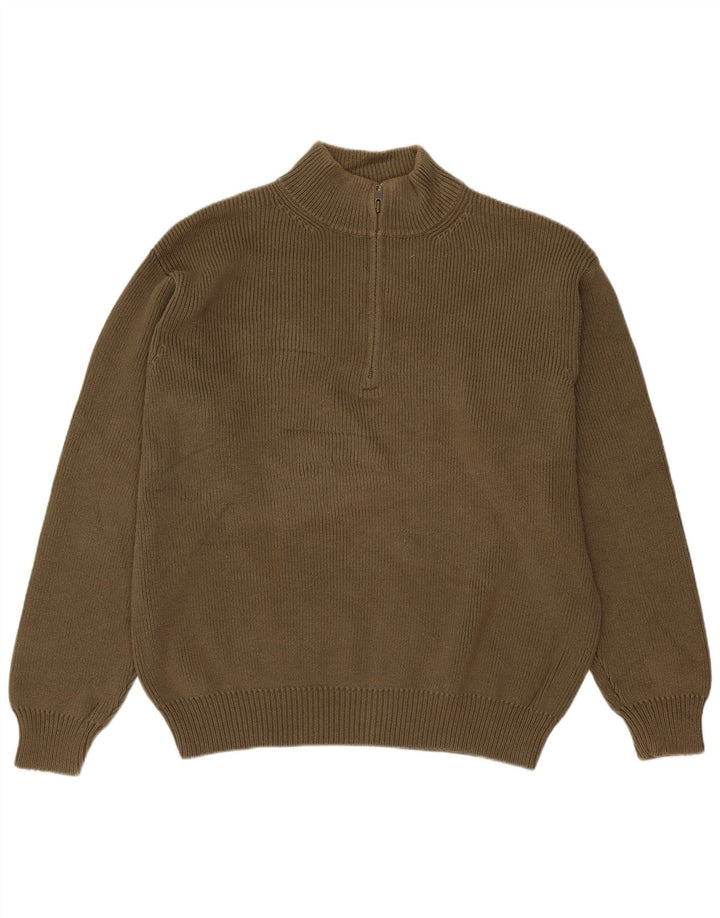 L.L.Bean Herren-Pullover mit Reißverschluss am Hals, große Khaki-Baumwolle