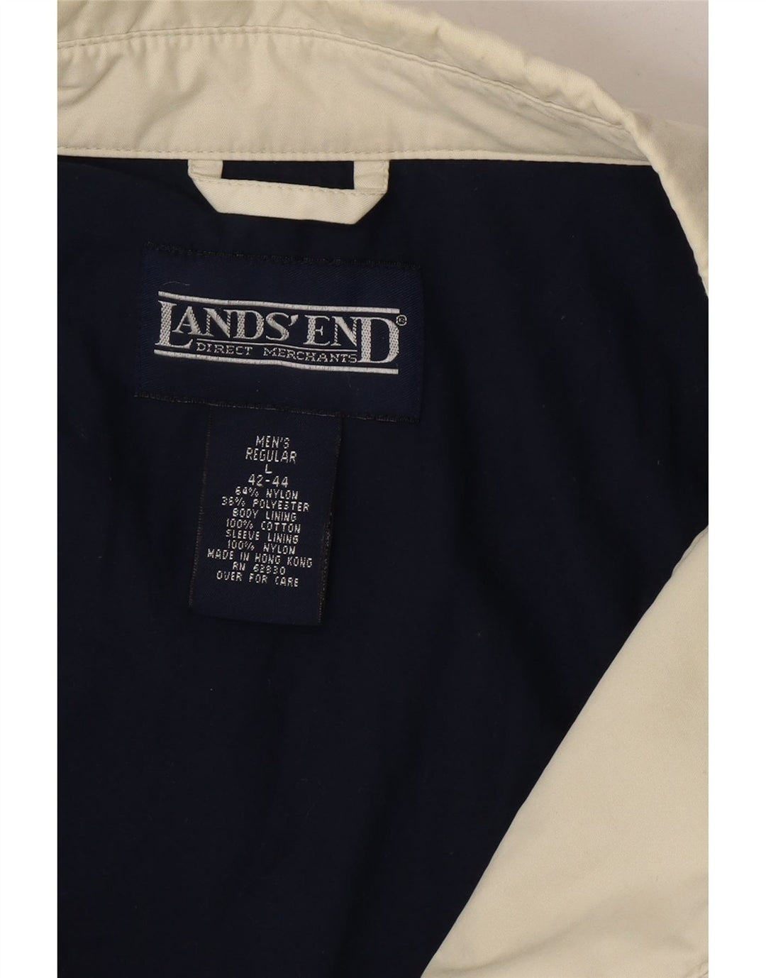 LANDS END Mens Bomber Jacket UK 40 Large White Nylon Vintage Lands End and Second-Hand Lands End from Messina Hembry 