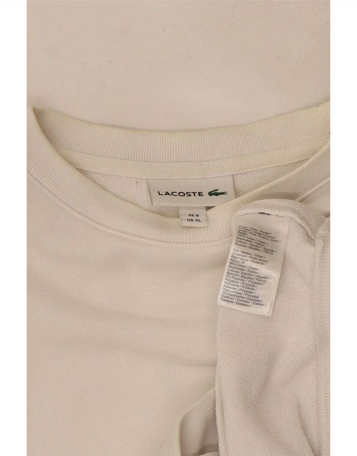 LACOSTE Herren Sweatshirt Pullover Größe 6 XL Weiße Baumwolle