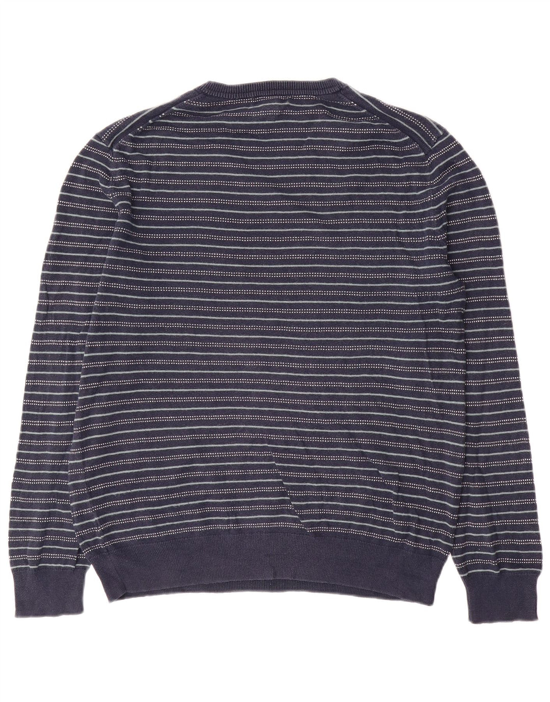 Gap Herren-Pullover mit V-Ausschnitt aus mittelblauer, gestreifter Baumwolle