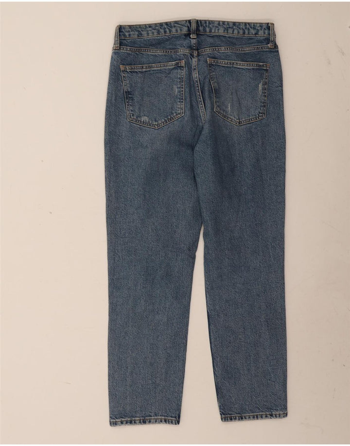 ZARA Damen Distressed Straight Jeans EU 42 Large W32 L27 Blau