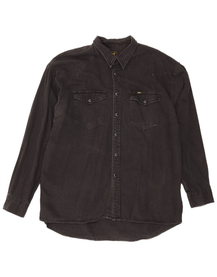 Lee Herren Riders Jeanshemd XL, schwarze Baumwolle