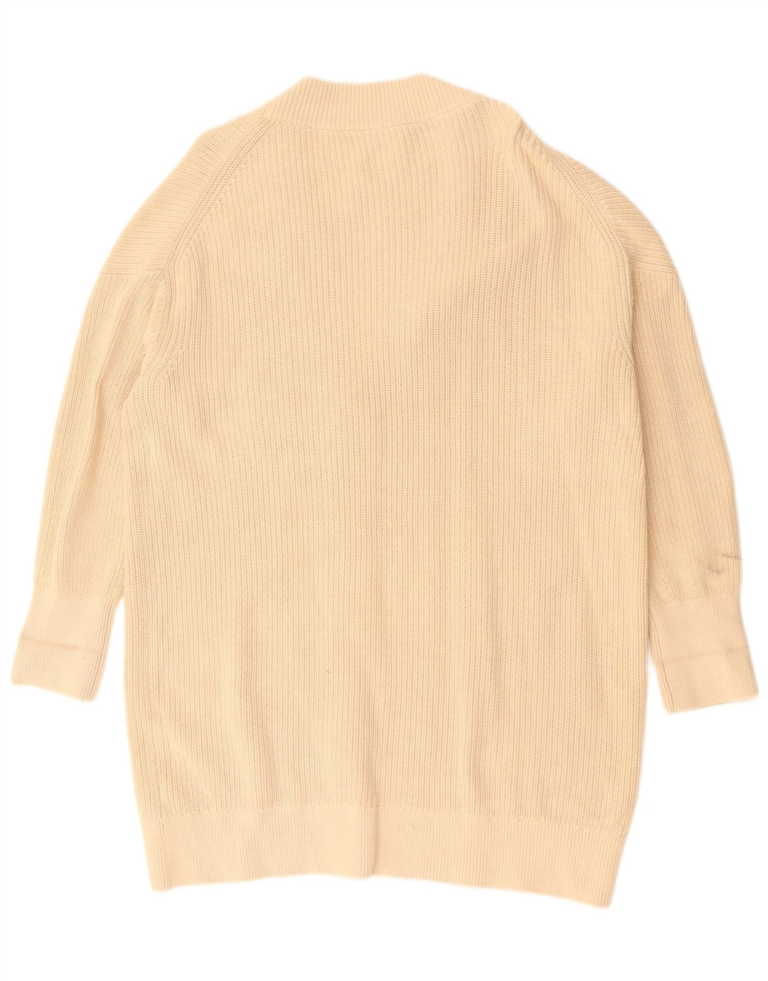 COS Langer, übergroßer Damen-Strickjackenpullover, UK 14, mittelbeige Baumwolle