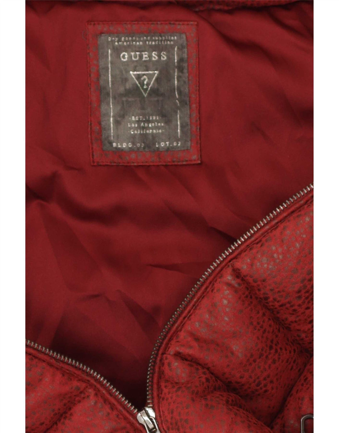 Guess Wattierte Damenjacke UK 10 Small Rot gepunktetes Polyester