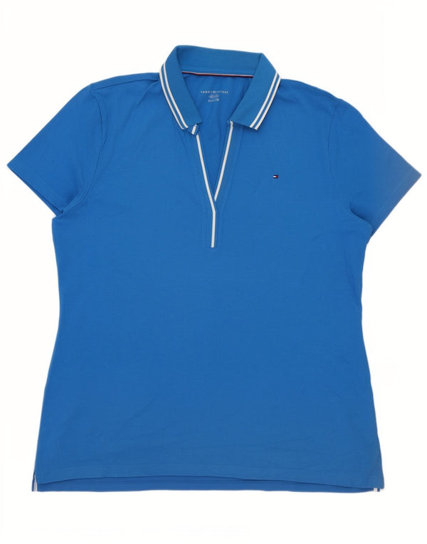 Tommy Hilfiger Damen Poloshirt UK 18 XL Blaue Baumwolle