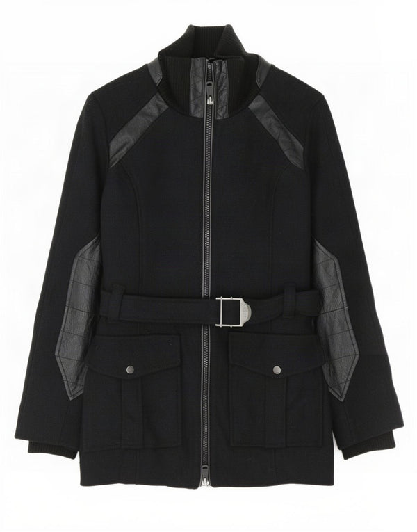 Diesel Damen-Windbreaker-Mantel UK 10 Small Schwarze Colourblock-Wolle
