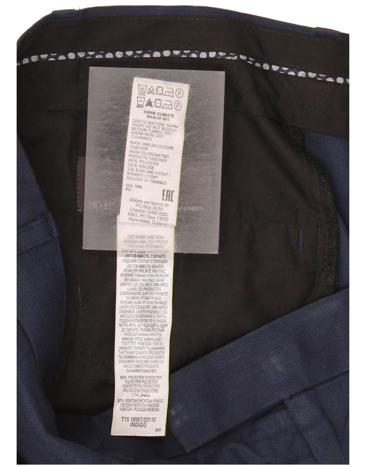 Gerade Herren-Anzughose von Marks & Spencer, W38, L31, marineblaues Polyester