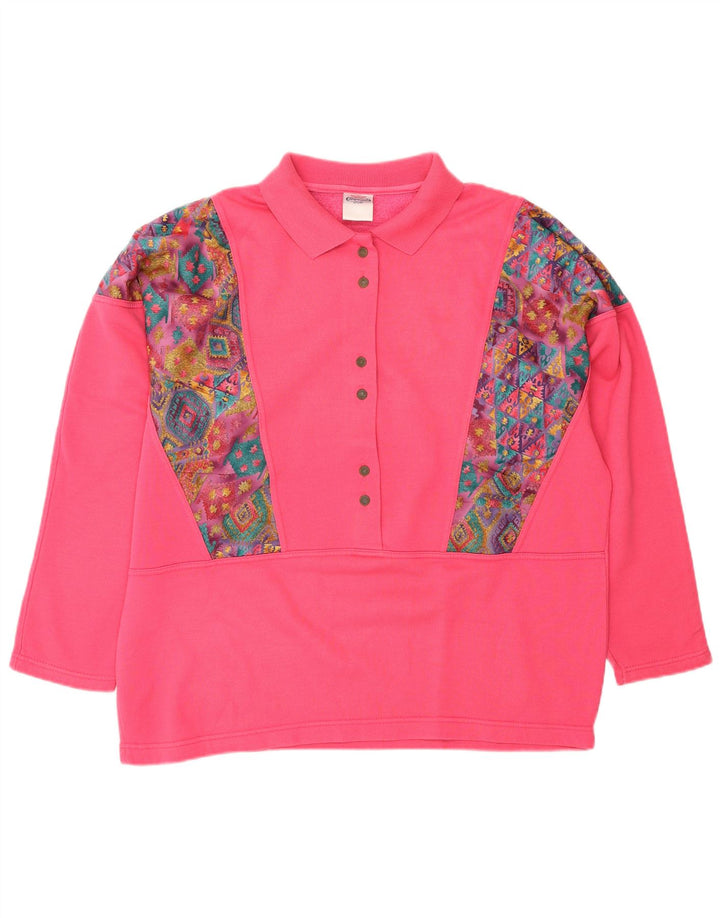 F.LLI Campagnolo Damen Sweatshirt Pullover UK 16 Large Pink Geometrisch
